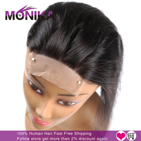 Monika 4x4 Closures 130% Density Brazilian Straight Closure Human Hair Closure Free/Middle/3 Part Top Lace Closure Non Remy Hair